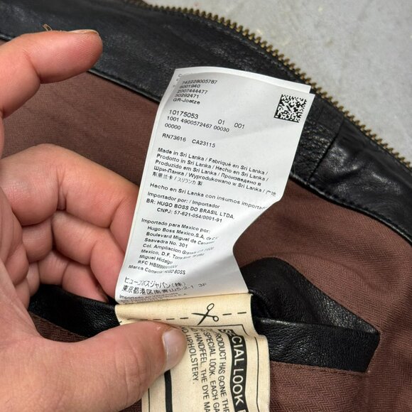 Hugo Boss Lamb Leather Jacket Motorcycle GR-Joetze Black Small - Picture 14 of 16